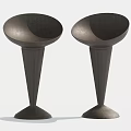 Two Modern Bar Stools with Unique Conical Base and Dark Sleek Surface Design 3d model