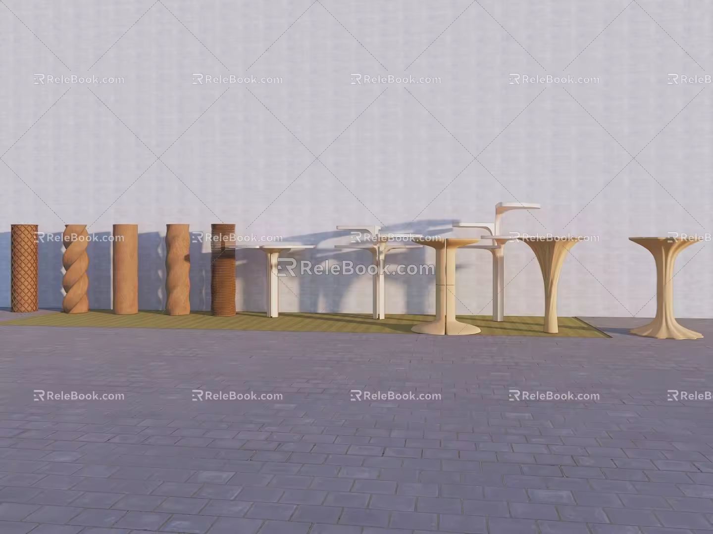 Columns, cylindrical stone columns, shaped special-shaped columns 3d model