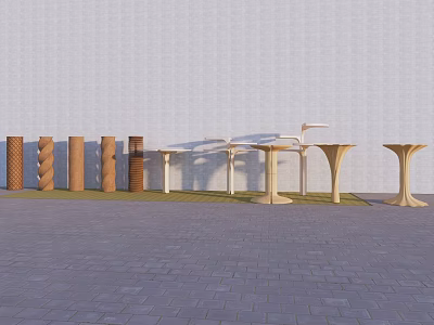 Columns, cylindrical stone columns, shaped special-shaped columns 3d model