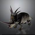 Realistic Triceratops Dinosaur With Multiple Horns Cranial Frill And Textured Skin Standing On Gray Background