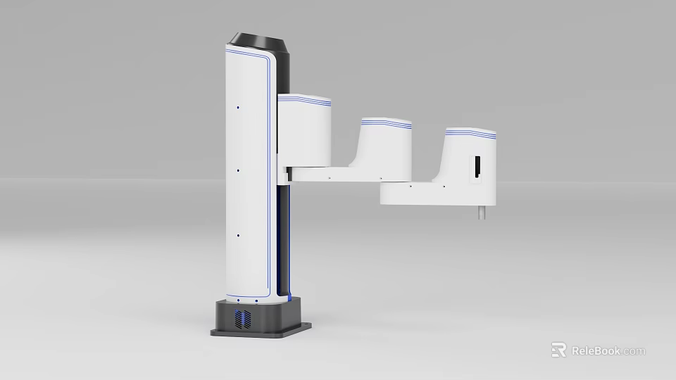 Industrial Equipment With Modern White Blue Mechanical Arm Vertical Column And Stable Base Structure 3d model 