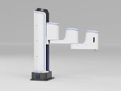 Industrial Equipment With Modern White Blue Mechanical Arm Vertical Column And Stable Base Structure 3d model