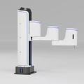 Industrial Equipment With Modern White Blue Mechanical Arm Vertical Column And Stable Base Structure