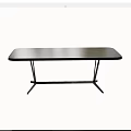 Modern Black Dining Table Featuring Sleek Top And Sturdy Geometric Legs Design 3d model