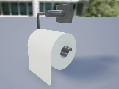 Modern Wall Mounted Toilet Paper Holder With White Roll For Bathroom Use 3d model