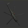 Green Military Transport Helicopter With Rotors Fuselage Windows On Dark Background