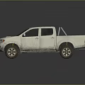 White Double Cab Pickup Truck With Bed Rails And Dirty Off Road Tires