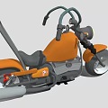 3D Model Orange and Gray Motorcycle With Round Headlight Stylish Body Design and Black Wheels