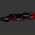 Futuristic Sci Fi Spaceship With Black Red Design And Detailed Engine Wing Structure 3d model