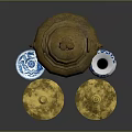 Vintage Home Living Decor Including Bronze Incense Burner Golden Candlesticks And Blue White Porcelain Vase