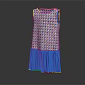 Fashionable Colorful Checkered Sleeveless Dress With Blue Pleated Skirt Design