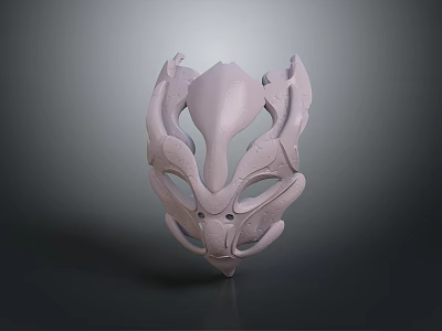 Character Using Biological Inspired Mask 3D Model With Intricate Carvings And Symmetrical Design 3d model