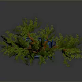Decorative Bonsai Tree Featuring Green Leaves Brown Trunk and Blue Base Stand