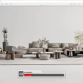 Quiet sofa tea table combination 3d model