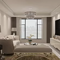 Modern Light Luxury Living And Dining Room With Elegant Decor And Panoramic City Lake View