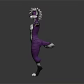Anthropomorphic Purple White Creature Character With Animal Ears Arms Outstretched Standing Pose