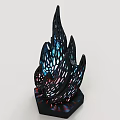 Black Flame Shaped Decorative Ornament Set with Colorful Translucent Details and Hexagonal Base