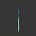 Teal Mythical Sword With Ornate Hilt And Decorative Blade Design