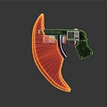 Black Modern Pistol With Orange Curved Neon Light Effect And Dark Background Reflection
