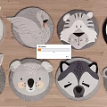 Adorable Round Rugs With Various Animal Faces Design For Kids Room
