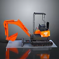 Orange Mini Excavator Functional Construction Vehicle Featuring Tracks Cab And Front Bucket 3d model