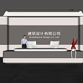 Company Front Desk Background Wall Reception Area Bar Desk Reception Desk Lobby Simple Lobby 3d model