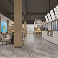 Spacious Exhibition Hall Interior With Bright Lighting Display Shelves Decorative Artworks And Marble Floor
