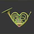 Golden Heart Shaped Horn with Shiny Surface on Dark Background