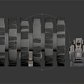 Cylindrical Industrial Structure With Horizontal Stripes And Small Metallic Mechanical Device
