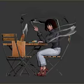 Transparent Protective Shield Covering Wooden Table With Chair And Shopping Bag