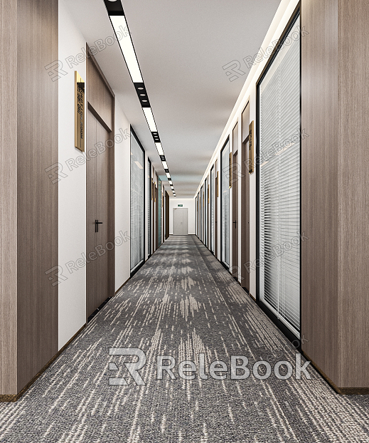 Modern Aisle Office Aisle Company Corridor Office Corridor Office Building Corridor Glass Partition Double Door model