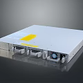 Rackmount Computer Server With Silver Casing Ports Fan And Yellow Label 3d model