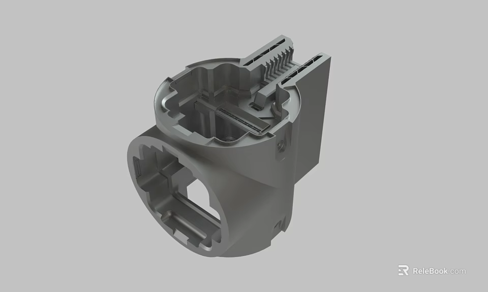 Gray Plastic Mechanical Component With Hollow Structure And Mounting Holes 3d model 