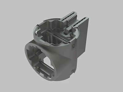 Gray Plastic Mechanical Component With Hollow Structure And Mounting Holes 3d model