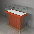 Modern Display Cabinet With Glass Cover Wooden Base And White Top Surface