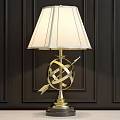 Elegant Gold Table Lamp With White Pleated Shade And Orb Arrow Design