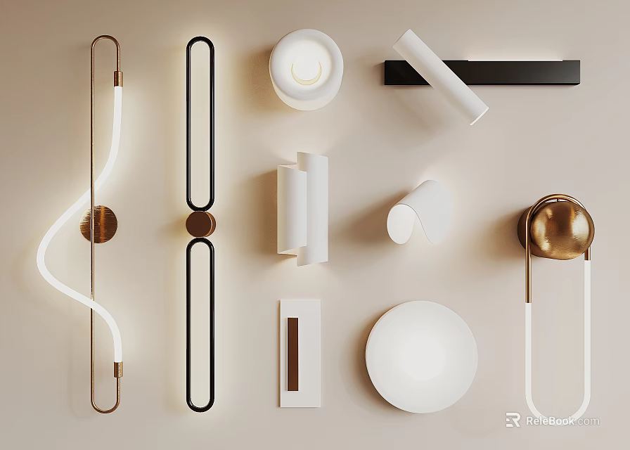 Modern Contemporary Wall Sconces Showcasing Various Sleek Designs Metallic Accents And Home Decor 3d model 