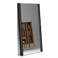 Black Framed Full Length Mirror Reflecting Wooden Bookshelf With Books And Decor Items
