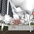 Residential Landscape With High Rise Buildings Lush Greenery Trees Lawns And Leisure Seating Areas