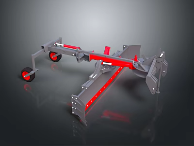 Functional Vehicle With Metal Frame Red Accents And Heavy Duty Agricultural Trailer Design 3d model