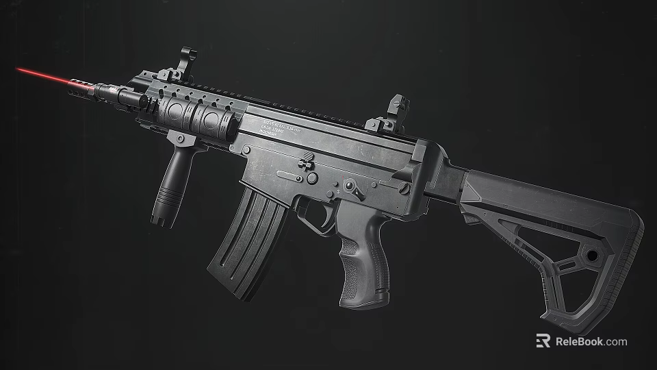Modern Tactical Assault Rifle with Black Finish Scope and Detachable Magazine Military Style Firearm Design 3d model 