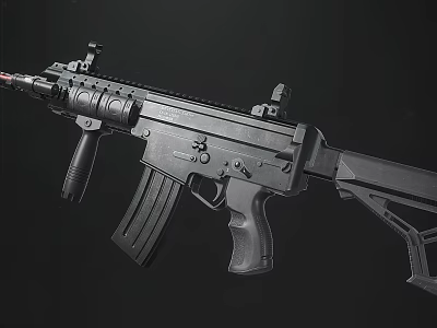Modern Tactical Assault Rifle with Black Finish Scope and Detachable Magazine Military Style Firearm Design 3d model