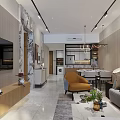 Modern Living Dining Room Interior With Sofa Coffee Table Dining Table And Chandelier
