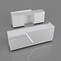 Modern Reception Desk With Sleek White Design And Functional Storage Cabinets 3d model