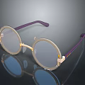 Elegant Jewelry Glasses With Round Lenses Gold Frame And Purple Temples