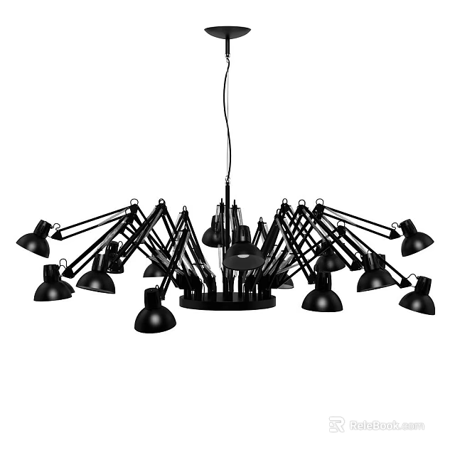 Modern Abstract Black Chandelier Featuring Multiple Adjustable Arms And Unique Shape 3d model