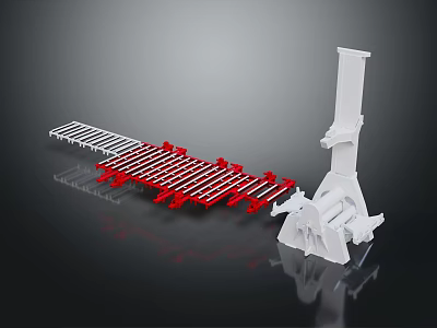 Industrial Mechanical Equipment With Red Track Components And White Support Structure 3d model