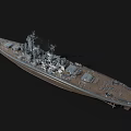 Detailed Modern Warship Model With Large Deck Main Turrets And Radar Systems