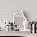 Elegant Perfume Cosmetics Vanity Display With Skincare Products And Makeup Collection