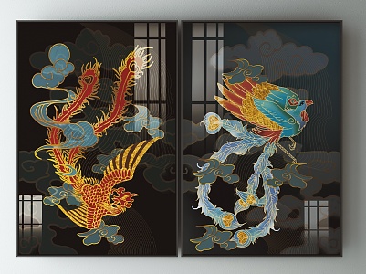 New Chinese Animal Painting Decorative Painting 3d model